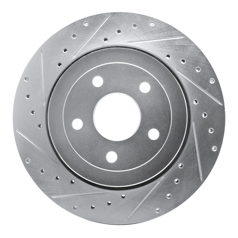 Jeep Grand Cherokee Brake Rotor (1) - Rear Left - R1 Concepts - Drilled & Slotted - Silver - `06-`10